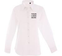 Personalised Embroidered Logo Ladies Pinpoint Oxford Full Sleeve Shirt, Free Left Chest Text and Your Customised Logo Shirt, 70% Combed Cotton, 30% Polyester Full Sleeve Shirt, Workwear Shirt White