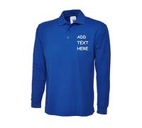 Personalised Embroidered Longsleeve Heavyweight Olympic Poloshirt Your Text Uniform Workwear Text (M, Royal)