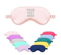 Personalised Embroidered Luxury Silk Eye Mask Soft Relax Travel Filled Blindfold (Light Pink)