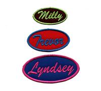 Personalised Embroidered Name Oval Patch Badge sew on Iron on
