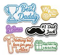 Personalised Embroidered Name Patches, Custom Iron on/Sew on Labels for Men, DIY-Friendly, Perfect Father's Day/Husband/Brother/Dad/Friend, Washable Name Tags for Clothes/Bag/Tools (Design A)