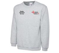 Uneek 300g Plain Classic Crewneck Sweatshirt -Heather Grey - XXX-Large