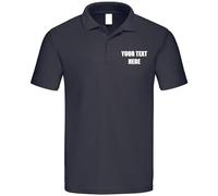 Personalised Embroidered Original Polo Shirts 100% Custom Name Text Company Name Logo Cotton Polo Shirts Pack 10 Colours tee Shirts Workwear Unisex Polo T-Shirt Top Classic Fit Poloshirts Deep Navy