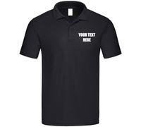 Personalised Embroidered Original Polo Shirts 100% Custom Name Text Company Name Logo Cotton Polo Shirts Pack 10 Colours tee Shirts Workwear Unisex Polo T-Shirt Top Classic Fit Poloshirts Black