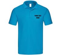 Personalised Embroidered Original Polo Shirts 100% Custom Name Text Company Name Logo Cotton Polo Shirts Pack 10 Colours tee Shirts Workwear Unisex Polo T-Shirt Top Classic Fit Poloshirts Azure Blue