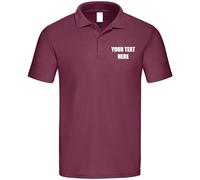 Personalised Embroidered Original Polo Shirts 100% Custom Name Text Company Name Logo Cotton Polo Shirts Pack 10 Colours tee Shirts Workwear Unisex Polo T-Shirt Top Classic Fit Poloshirts Burgundy