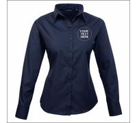 Personalised Embroidered Premier Ladies Long Sleeve Poplin Blouse Formal Shirt