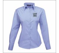 Personalised Embroidered Premier Ladies Long Sleeve Poplin Blouse Formal Shirt