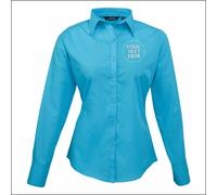 Personalised Embroidered Premier Ladies Long Sleeve Poplin Blouse Formal Shirt
