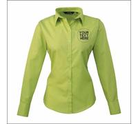 Personalised Embroidered Premier Ladies Long Sleeve Poplin Blouse Formal Shirt