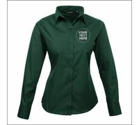 Personalised Embroidered Premier Ladies Long Sleeve Poplin Blouse Formal Shirt