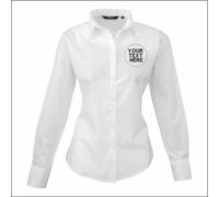 Personalised Embroidered Premier Ladies Long Sleeve Poplin Blouse Formal Shirt