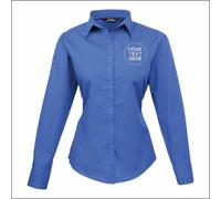 Personalised Embroidered Premier Ladies Long Sleeve Poplin Blouse Formal Shirt
