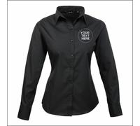 Personalised Embroidered Premier Ladies Long Sleeve Poplin Blouse Formal Shirt