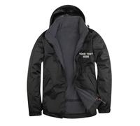 Personalised Embroidered Premium Outdoor Unisex Jacket, Customise Free Left Chest Text Jacket, 100% Polyester Waterproof Jacket Black Grey