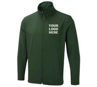 Personalised Embroidered Premium Unisex Soft Shell Jacket, Free Left Chest Text And Your Personalised Logo Jacket, 3 Layer Waterproof, Windproof Jacket, Casual Wear Bottle Green