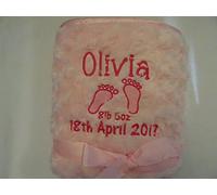 Personalised Embroidered Rose Swirl Fleece Lined Blanket Feet Design