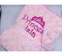 Personalised Embroidered Rose Swirl Fleece Lined Princess Baby Nursery Blanket