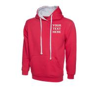 Personalised Embroidered Text Uneek UC507 Contrast Hooded Sweatshirt