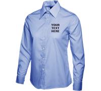Personalised Embroidered Text Uneek UC711 Ladies Poplin Full Sleeve Shirt