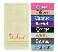 Personalised Embroidered Towels Set ANY NAME | Face Cloth | Hand Towel | Bath Towel | Bath Sheet | Beach Swimming Towel | Supreme 100% Egyptian Cotton 550GSM (Bath Towel, Cream)