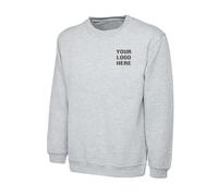 Personalised Embroidered Unisex Olympic Sweatshirt, Free Left Chest Text And Your Personalised Logo Sweatshirt, 50% Polyester 50% Cotton Workwear Sweat Shirt Heather Grey