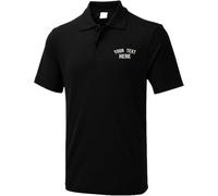 Personalised Embroidered Unisex Workwear Polo T Shirt, Free Left Chest Text Polo T Shirt, Personalized Custom Text Polo T Shirt, 50% Polyster and 50% Cotton T Shirt Black