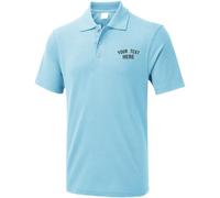 Personalised Embroidered Womens Office wear Polo T Shirt, Free Left Chest Text Polo T Shirt, Office Wear Personalised Polo T Shirt, 50% Polyster and 50% Cotton T Shirt Sky Blue