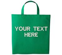 Personalised Embroidered Your Text Cotton Shopper Short Handle Cotton Canvas Shopping Bag Shoulder Tote Shopper Bag (Kelly Green)