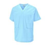 Personalised Embroidered Your Text Customized Personalized Unisex Scrubs Tunic Health Care Hospital Medical Uniform Nurse Uniform Workwear Doctor Dress V Neck Regular Fit Top Sky