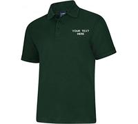 Personalised Embroidered Your Text Deluxe Polo Shirt Premium Quality Casual Office Workwear Adult Unisex Gift Top (Bottle Green, XL, x_l)