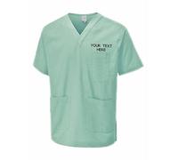 Personalised Embroidered Your Text Scrubs Tunic Health Care Hospital Medical Uniform Women Men Nurse Uniform Workwear Doctor Nurse Dress V Neck Line Regular Fit Top Aqua