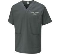 Personalised Embroidered Your Text Scrubs Tunic Health Care Hospital Medical Uniform Women Men Nurse Uniform Workwear Doctor Nurse Dress V Neck Line Regular Fit Top