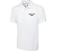 Personalised Embroidered Your Text UC101 Classic Tshirt, Work Wear Any Text Uneek Classic Polo Uniform Tee Top (White, L, l)