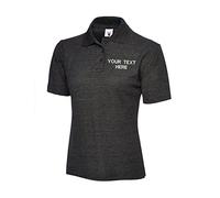 Personalised Embroidered Your Text UC106 Ladies Classic Polo Tshirt, Work Wear Any Text Un lassic Polo Uniform Tee Top