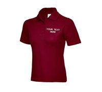 Personalised Embroidered Your Text UC106 Ladies Classic Polo Tshirt, Work Wear Any Text Un lassic Polo Uniform Tee Top