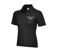 Personalised Embroidered Your Text UC106 Ladies Classic Polo Tshirt, Work Wear Any Text Un lassic Polo Uniform Tee Top