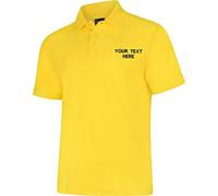 Personalised Embroidered Your Text UC108 Ladies Deluxe Polo Tshirt, Work Wear Any Text Uneek Polo Uniform Tee Top Yellow