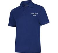 Personalised Embroidered Your Text UC108 Ladies Deluxe Polo Tshirt, Work Wear Any Text Uneek Polo Uniform Tee Top French Navy