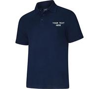 Personalised Embroidered Your Text UC108 Ladies Deluxe Polo Tshirt, Work Wear Any Text Uneek Polo Uniform Tee Top Navy