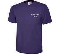 Personalised Embroidered Your Text UC301 Classic Tshirt, Work Wear Any Text Classic Shirt Unisex Gift Tee Top (Purple, 4XL)