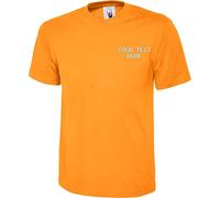 Personalised Embroidered Your Text UC301 Classic Tshirt, Work Wear Any Text Classic Shirt Unisex Gift Tee Top (Orange, 2XL)