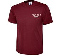 Personalised Embroidered Your Text UC301 Classic Tshirt, Work Wear Any Text Classic Shirt Unisex Gift Tee Top (Maroon, 2XL)