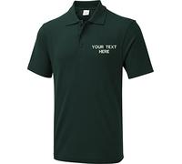 Personalised Embroidered Your Text UX1 Polo T-Shirt, Work Wear Any Text Polo Uniform Tee Top (BottleGreen, M, m)