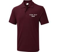 Personalised Embroidered Your Text UX1 Polo T-Shirt, Work Wear Any Text Polo Uniform Tee Top (Maroon, XXL, xx_l)