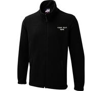 Personalised Embroidered Your Text UX5 Jacket, Full Zip Any Text Name Fleece Jacket XS to 4XL (3XL, Black)