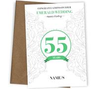 Personalised Emerald 55th Wedding Anniversary Card | 55 Year Anniversary Card for Husband, Wife or Couple with Names and Emerald Milestone Artwork