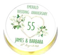 Personalised Emerald Wedding Cake Topper - Icing or Wafer - 7.5" Round - Green Decorations (Wafer)