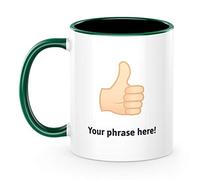 Personalised Emoji 11oz Mug Featuring Thumbs Up Light Skin Tone Forest