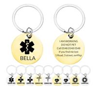 Personalised Emotional Support Animal (ESA) and Service Dog Cat ID Tags Customised Info Engraved Stainless Steel Tag Rings for Therapy Pets Do Not Pet 3x3cm (Name Style)